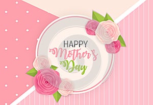 Happy Mother s Day Cute Background with Flowers. Vector Illustra