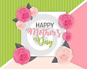 Happy Mother s Day Cute Background with Flowers. Vector Illustra