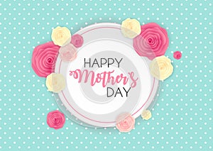 Happy Mother s Day Cute Background with Flowers. Vector Illustration