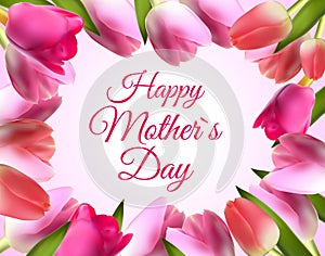 Happy Mother s Day Cute Background with Flowers. Vector Illustration