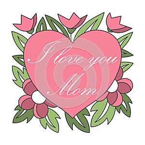 Happy Mother`s Day elegant lettering poster. Calligraphy vector text and flowers background for Mother`s Day