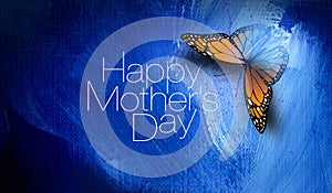 Happy  Mother`s Day graphic with Butterfly and abstract brushstrokes