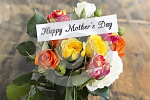 Happy Mother`s Day, Greeting Card, with Bouquet of Multicolore