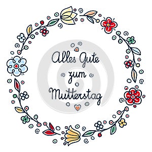 Happy mother`s day greeting card in Deutsche.