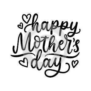 Happy Mother\'s day greeting card. Modern calligraphy with hearts and decor elements