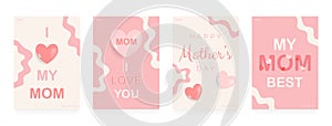 Happy Mother\'s day greeting card set. Set of minimalistic trendy backgrouds. Vector illustration photo