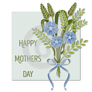 happy mother s day greeting card with text, vector illustration, bouquet of flowers