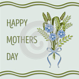 happy mother s day greeting card with text, vector illustration, bouquet of flowers