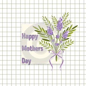 happy mother s day greeting card with text, vector illustration, bouquet of flowers