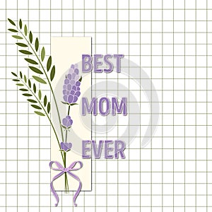 happy mother s day greeting card with text, vector illustration, bouquet of flowers