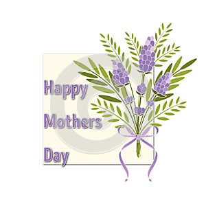 happy mother s day greeting card with text, vector illustration, bouquet of flowers