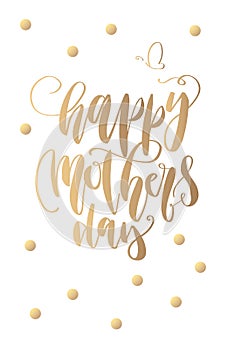 Happy Mother`s Day greeting card vector illustration. Hand lettering calligraphy holiday background in floral frame