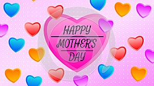 happy mother\'s day greetings in big pink heart with small Swinging heart shape and dotted background