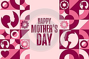 Happy Mother's Day. Holiday concept. Template for background, banner, card, poster with text inscription. Vector