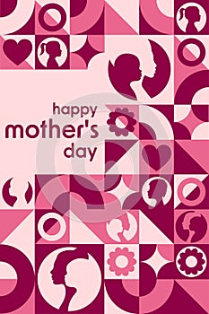 Happy Mother's Day. Holiday concept. Template for background, banner, card, poster with text inscription. Vector