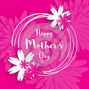 Happy Mother's Day. Pink Floral Greeting card. International Women's Day.