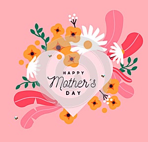 Happy Mother\'s Day pink heart floral cartoon card