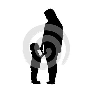 Happy Mother`s Day. silhouette of a motherand child