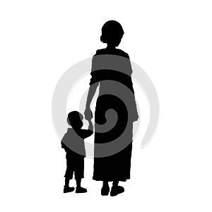 Happy Mother`s Day. silhouette of a motherand child