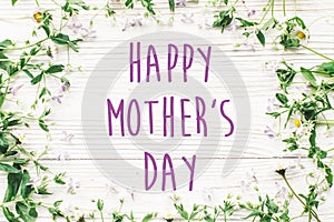 Happy mother`s day text sign. greeting card. gentle pink lilac f