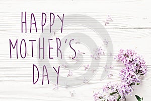 Happy mother`s day text sign. greeting card. gentle pink lilac f