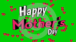 Happy mother\'s day text word animation motion graphics on green screen