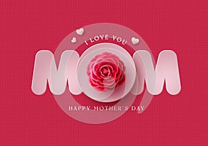 Happy mother`s day vector design. Mother`s day greeting card with mom paper cut text