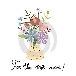 Happy Mother's Day vector greeting card with flowers