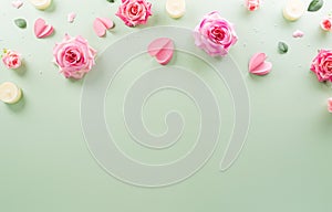 Happy Mother\'s day and Women\'s Day decoration concept made from flower on pastel background