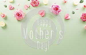 Happy Mother\'s day and Women\'s Day decoration concept made from flower on pastel background