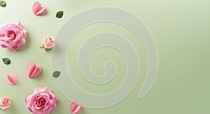 Happy Mother\'s day and Women\'s Day decoration concept made from flower on pastel background