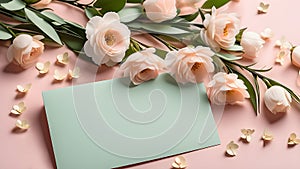 Happy Mother`s Day, Women`s Day, Valentine`s Day, birthday, invitation or Thank You card. Pastel colors.