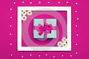 Happy Mother`s Day, Women`s Day, Valentine`s Day or Birthday Pastel Candy Colours Background. Pink floral flat lay.