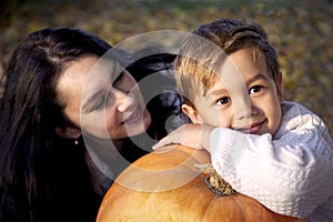 Happy mother and son