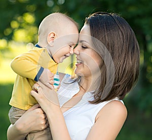 Happy mother and son together