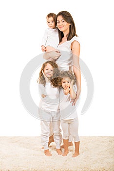 Happy mother with three children