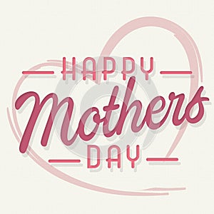 Happy Mothers Day Art Card with Heart Pink photo