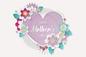 Happy Mothers Day background with beautiful paper cut flowers