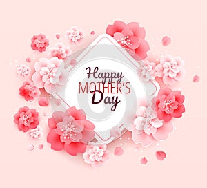 Happy Mothers Day background with flowers - vector illustration