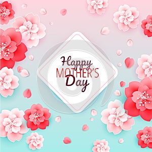 Happy Mothers Day background with flowers - vector illustration