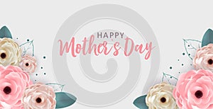 Happy Mothers Day Background with Flowers. Vector Illustration