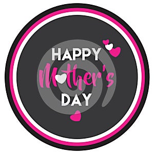 Happy Mothers day banner with circle frame and heart shapes.