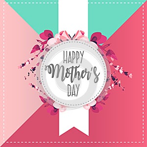 Happy mothers day banner with cute flowers