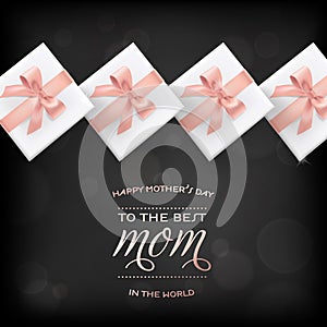 Happy Mothers Day Banner Gift Box Greeting Card