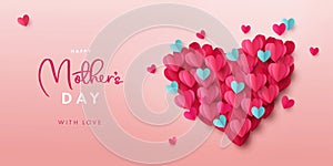 Happy Mothers Day banner, horizontal poster, flyer, greeting card, header for website