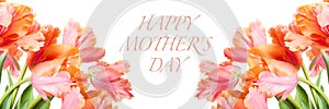 Happy mothers day banner. Mothers day card design. floral background.