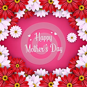 happy mothers day banner template design with flower