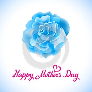 Happy Mothers Day Beautiful Blooming blue Rose Flowers on White Background. Greeting Card vector