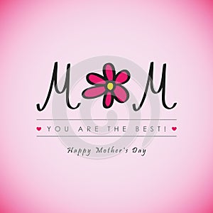 Happy Mothers Day best mom ever greeting card with pink flower