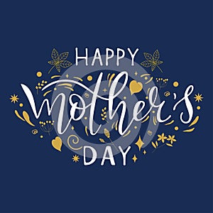 Happy Mothers Day Calligraphy text, greeting card. Lettering typography quote. Template card for invitation, poster, banner.